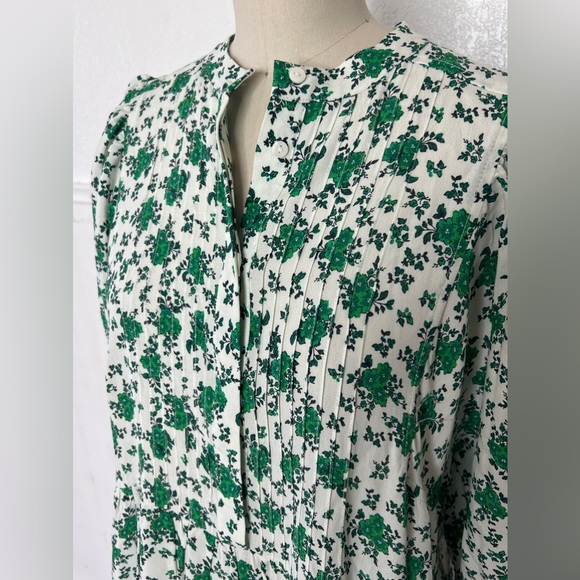 New ZARA green white floral maxi prairie boho tea dress S - Picture 9 of 9